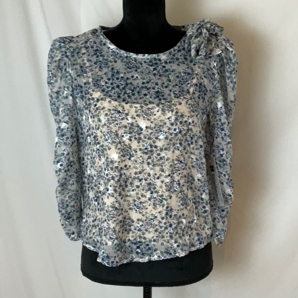 🎉 SALE Trendmates Sheer Floral Top - Picture 1 of 12
